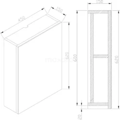 Spiegelkast Lato 45x62cm Hoogglans Wit 1 Deur -Badkamer Verkoopwinkel spiegelkast lato 45x62cm hoogglans wit 1 deur k01 0450 40402 5