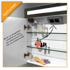 Spiegelkast Met Verlichting Filo 80x62,5cm Hoogglans Wit -Badkamer Verkoopwinkel spiegelkast met verlichting filo 80x625cm hoogglans wit k31 0800 40410 2