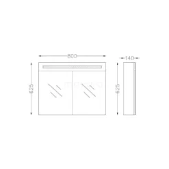 Spiegelkast Met Verlichting Filo 80x62,5cm Hoogglans Wit -Badkamer Verkoopwinkel spiegelkast met verlichting filo 80x625cm hoogglans wit k31 0800 40410 4