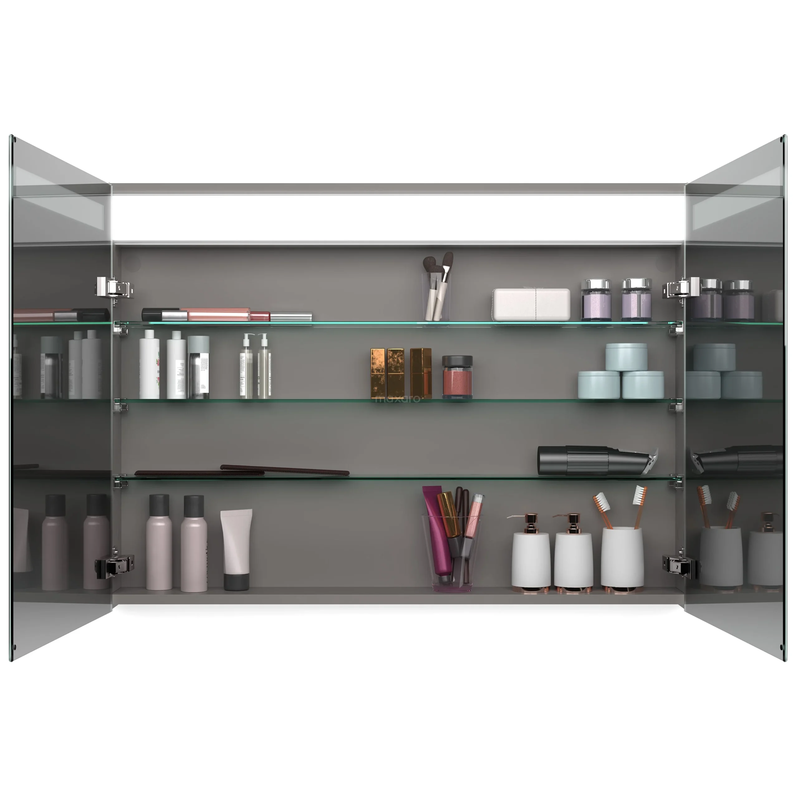 Spiegelkast Met Verlichting Modulo 100x70cm Donkergrijs 2 Spiegelkast Met Verlichting Modulo 100x70cm Donkergrijs - Afbeelding 2