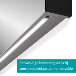 Spiegelkast Met Verlichting Modulo 120x70cm Hoogglans Zwart -Badkamer Verkoopwinkel spiegelkast met verlichting modulo 120x70cm hoogglans zwart k99 1200 59008 11 3