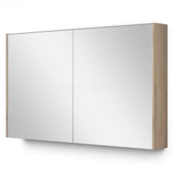 Spiegelkast Met Verlichting Modulo 120x70cm Lichtbruin Eiken