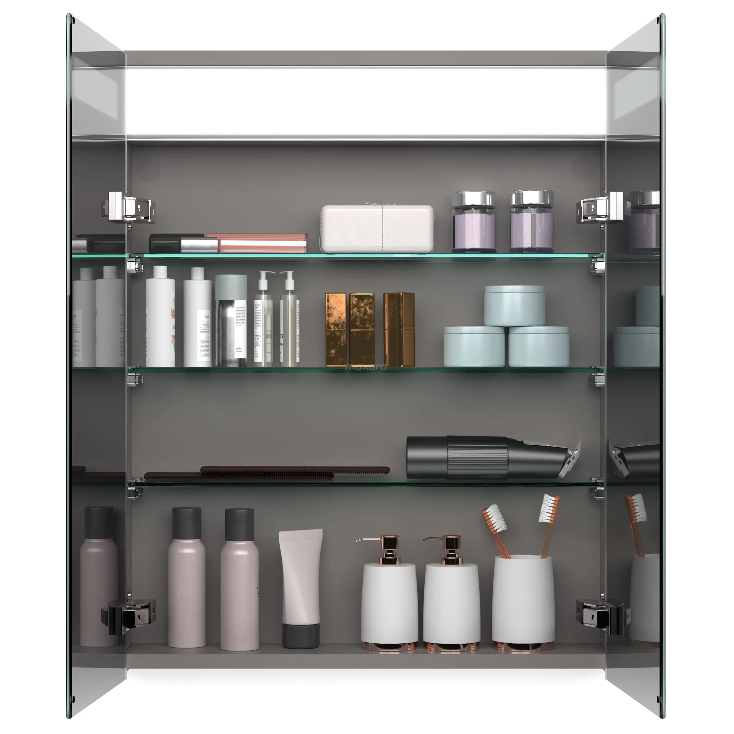 Spiegelkast Met Verlichting Modulo 60x70cm Lichtbruin Eiken 2 Spiegelkast Met Verlichting Modulo 60x70cm Lichtbruin Eiken - Afbeelding 2