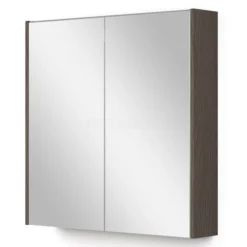 Spiegelkast Met Verlichting Modulo 70x70cm Donkerbruin Eiken