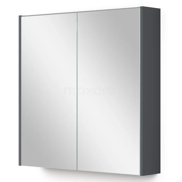 Spiegelkast Met Verlichting Modulo 70x70cm Donkergrijs 1 Spiegelkast Met Verlichting Modulo 70x70cm Donkergrijs