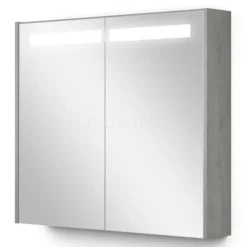 Spiegelkast Met Verlichting Modulo 80x70cm Grijs Eiken