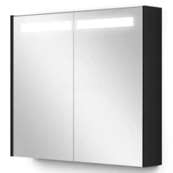 Spiegelkast Met Verlichting Modulo 80x70cm Hoogglans Zwart