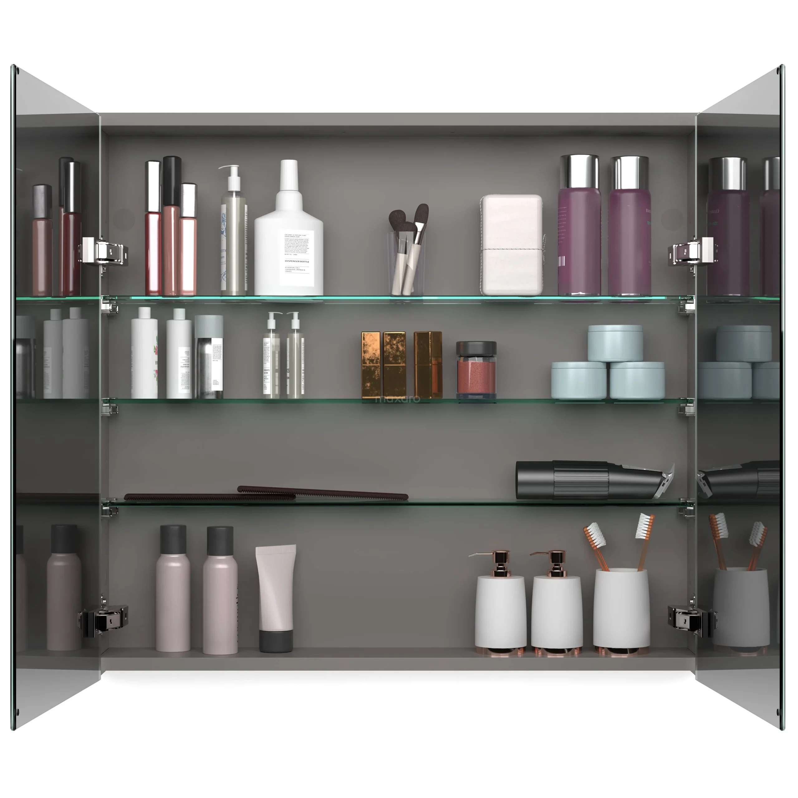 Spiegelkast Met Verlichting Modulo 90x70cm Lichtgrijs Beton 2 Spiegelkast Met Verlichting Modulo 90x70cm Lichtgrijs Beton - Afbeelding 2