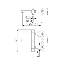 Thermostatische Badkraan Met Handdouche Cubic Chrome, Chroom -Badkamer Verkoopwinkel thermostatische badkraan met handdouche cubic chrome chroom bsc 2203 00002 6