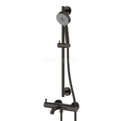 Thermostatische Badkraan Met Handdouche Radius Black Chrome, Zwart Chroom