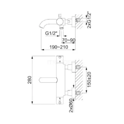 Thermostatische Badkraan Radius Copper, Koper -Badkamer Verkoopwinkel thermostatische badkraan radius copper koper 55.100.402kpn 3