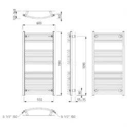 Venus Handdoekradiator | 60x118 Cm Mat Zwart 668 Watt Staal Centrale Verwarming -Badkamer Verkoopwinkel venus handdoekradiator 60x118 cm mat zwart 668 watt staal centrale verwarming dr18 0611sb 5