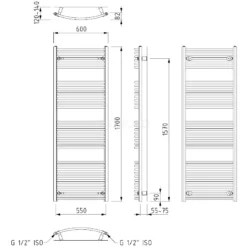 Venus Handdoekradiator Elektrisch | 60x170 Cm Hoogglans Wit 983 Watt Staal -Badkamer Verkoopwinkel venus handdoekradiator elektrisch 60x170 cm hoogglans wit 983 watt staal dr18 0617w e 5