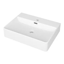 Vrijhangende Wastafel Clasico 59,5 Cm Keramiek Mat Wit 1 Kraangat