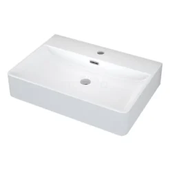 Vrijhangende Wastafel Clasico 60 Cm Keramiek Wit 1 Kraangat