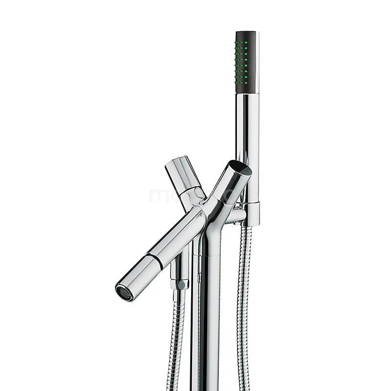 Vrijstaande Badkraan Met Handdouche Balance Chrome, Tweegreeps Mengkraan, Chroom 2 Vrijstaande Badkraan Met Handdouche Balance Chrome, Tweegreeps Mengkraan, Chroom - Afbeelding 2