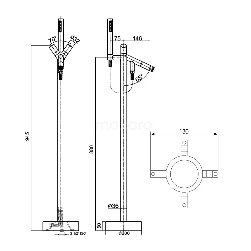 Vrijstaande Badkraan Met Handdouche Balance Chrome, Tweegreeps Mengkraan, Chroom 4 Vrijstaande Badkraan Met Handdouche Balance Chrome, Tweegreeps Mengkraan, Chroom - Afbeelding 4