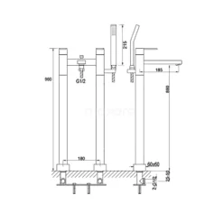 Vrijstaande Badkraan Met Handdouche Cubic Chrome, Tweegreeps Mengkraan, Chroom -Badkamer Verkoopwinkel vrijstaande badkraan met handdouche cubic chrome tweegreeps mengkraan chroom 33.200.204 2