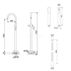 Vrijstaande Badkraan Met Handdouche Radius Chrome, Eéngreeps Mengkraan, Chroom -Badkamer Verkoopwinkel vrijstaande badkraan met handdouche radius chrome eengreeps mengkraan chroom bsg 5503 00000 6