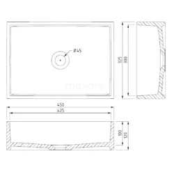 Waskom Mintra Mineraalmarmer Glanzend 45x32,5cm Rechthoek -Badkamer Verkoopwinkel waskom mintra mineraalmarmer glanzend 45x325cm rechthoek m120 0150 2
