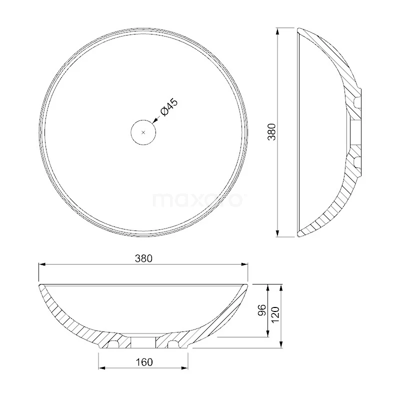 Waskom Quarto Quartz Mat Zwart 38x12cm Rond 3 Waskom Quarto Quartz Mat Zwart 38x12cm Rond - Afbeelding 3