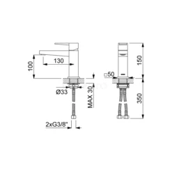Wastafelkraan Cubic Chrome, Eéngreeps Mengkraan, Chroom -Badkamer Verkoopwinkel wastafelkraan cubic chrome eengreeps mengkraan chroom 33.003.561n 2