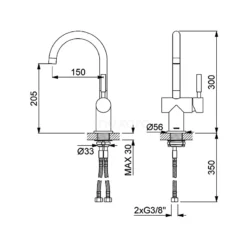 Wastafelkraan Radius Chrome, Eéngreeps Mengkraan, Chroom -Badkamer Verkoopwinkel wastafelkraan radius chrome eengreeps mengkraan chroom 55.003.551 3