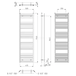 Zeus Handdoekradiator | 50x174 Cm Mat Wit 1270 Watt Aluminium Centrale Verwarming -Badkamer Verkoopwinkel zeus handdoekradiator 50x174 cm mat wit 1270 watt aluminium centrale verwarming dr57 0517swn 5