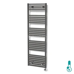 Zeus Handdoekradiator Elektrisch | 50x174 Cm Donkergrijs 1270 Watt Aluminium