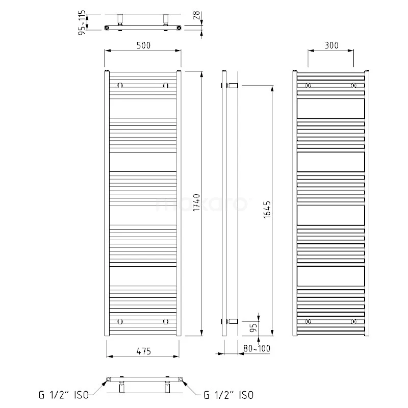 Zeus Handdoekradiator Elektrisch | 50x174 Cm Donkergrijs 1270 Watt Aluminium 5 Zeus Handdoekradiator Elektrisch | 50x174 Cm Donkergrijs 1270 Watt Aluminium - Afbeelding 5